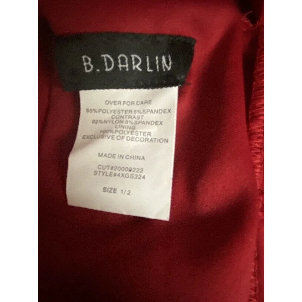 B. Darlin Lace Crepe Ruby Red Bow Back Skater Cocktail Party Bow Back Mini Dress - Picture 14 of 15